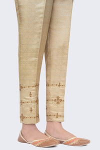 Embroidered Jamawar Cigarette Pants - Golden