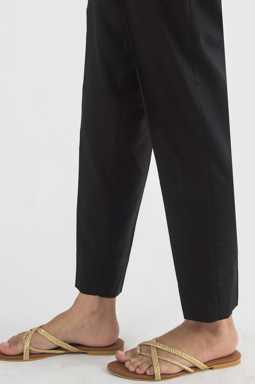 Basic Khaddar Cigarette Pants -Black