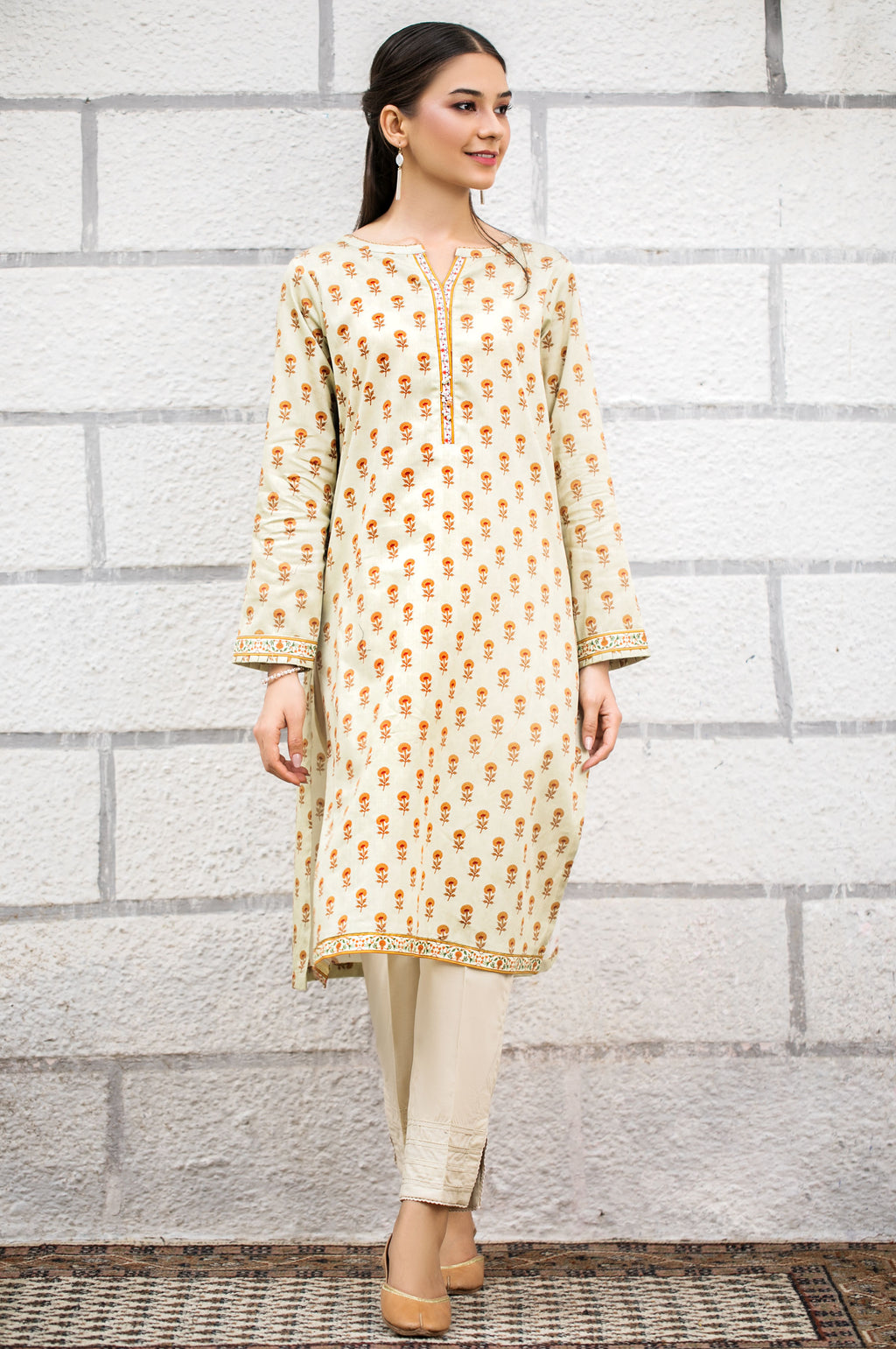 Stitched 1 Piece Digital Printed Cotton Satin Shirt
