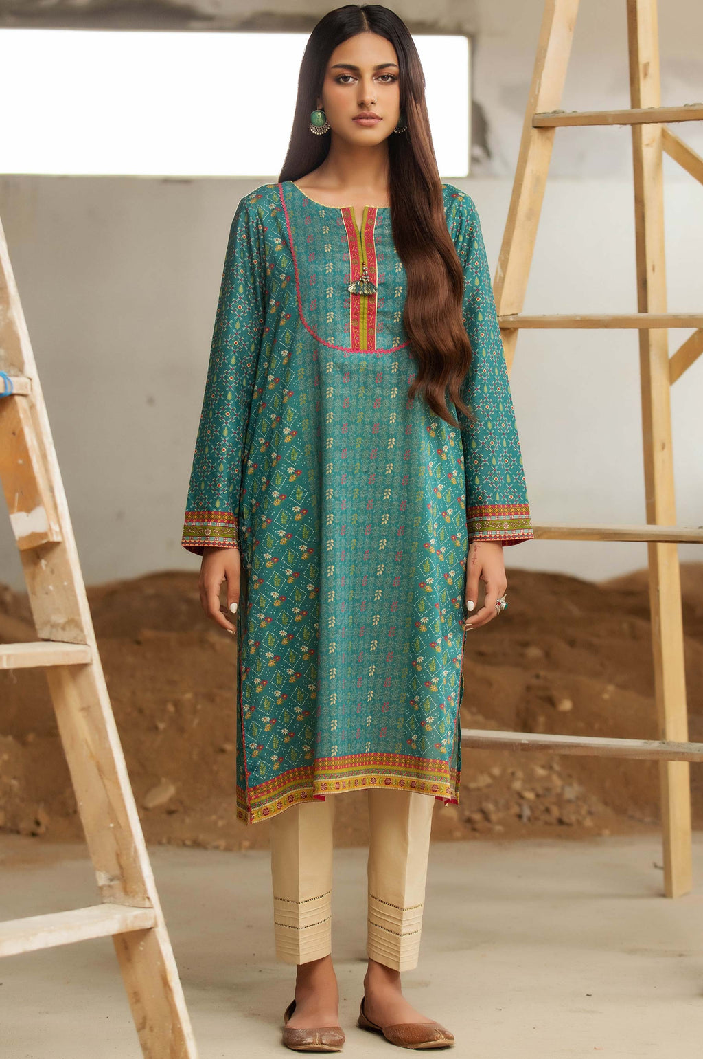 Stitched 1 Piece Digital Printed Cambric Shirt