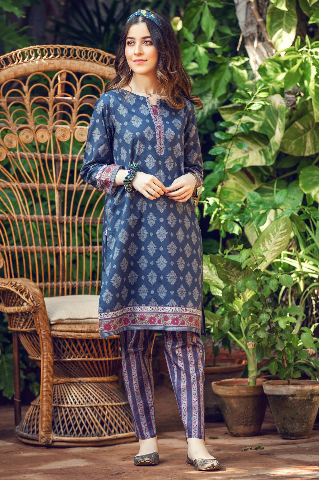 Stitched 2 Piece Printed Cambric Suit