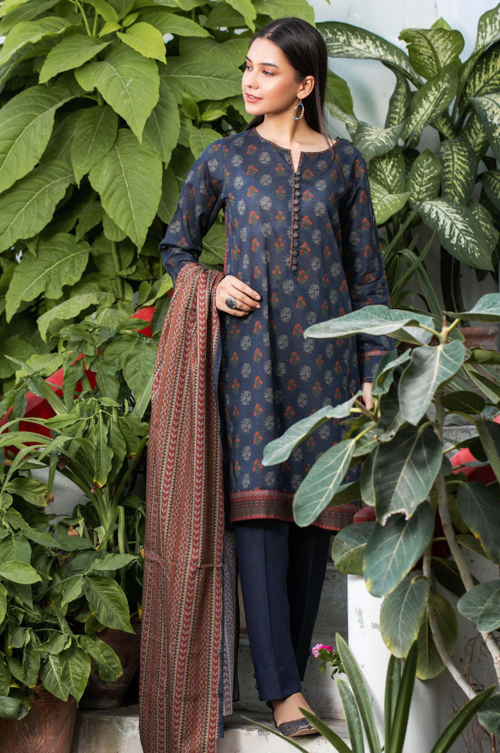 Stitched 2 Piece Printed Karandi Suit