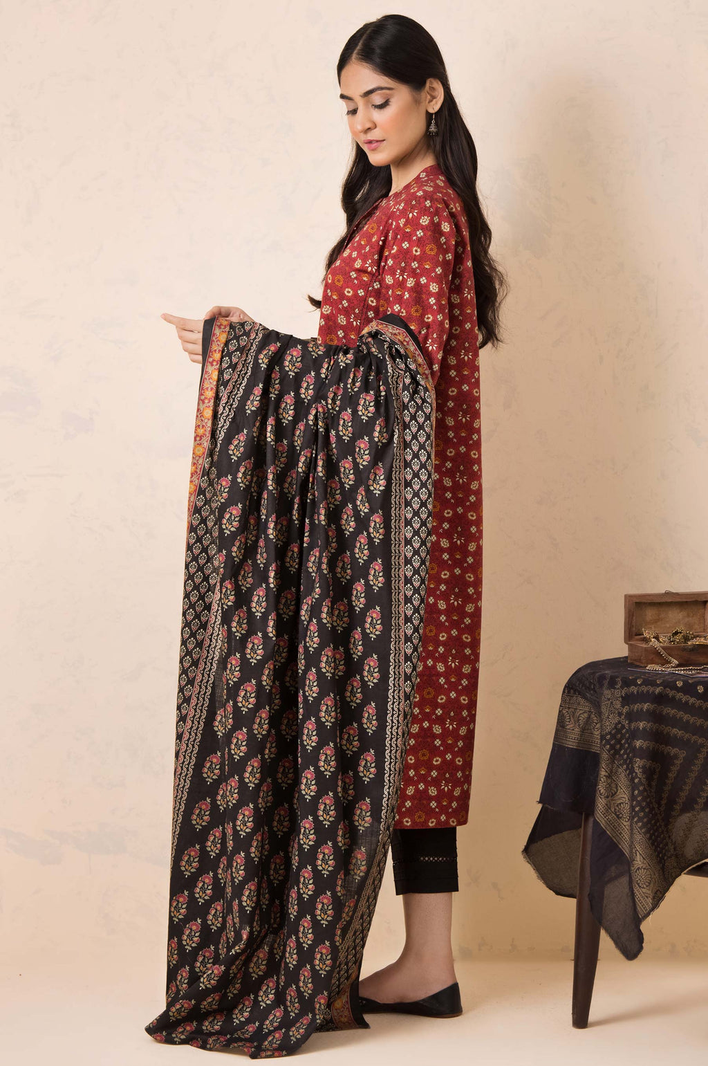 Stitched 2 Piece Embroidered Khaddar Suit