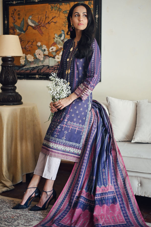 Stitched 2 Piece Printed Khaddar Suit