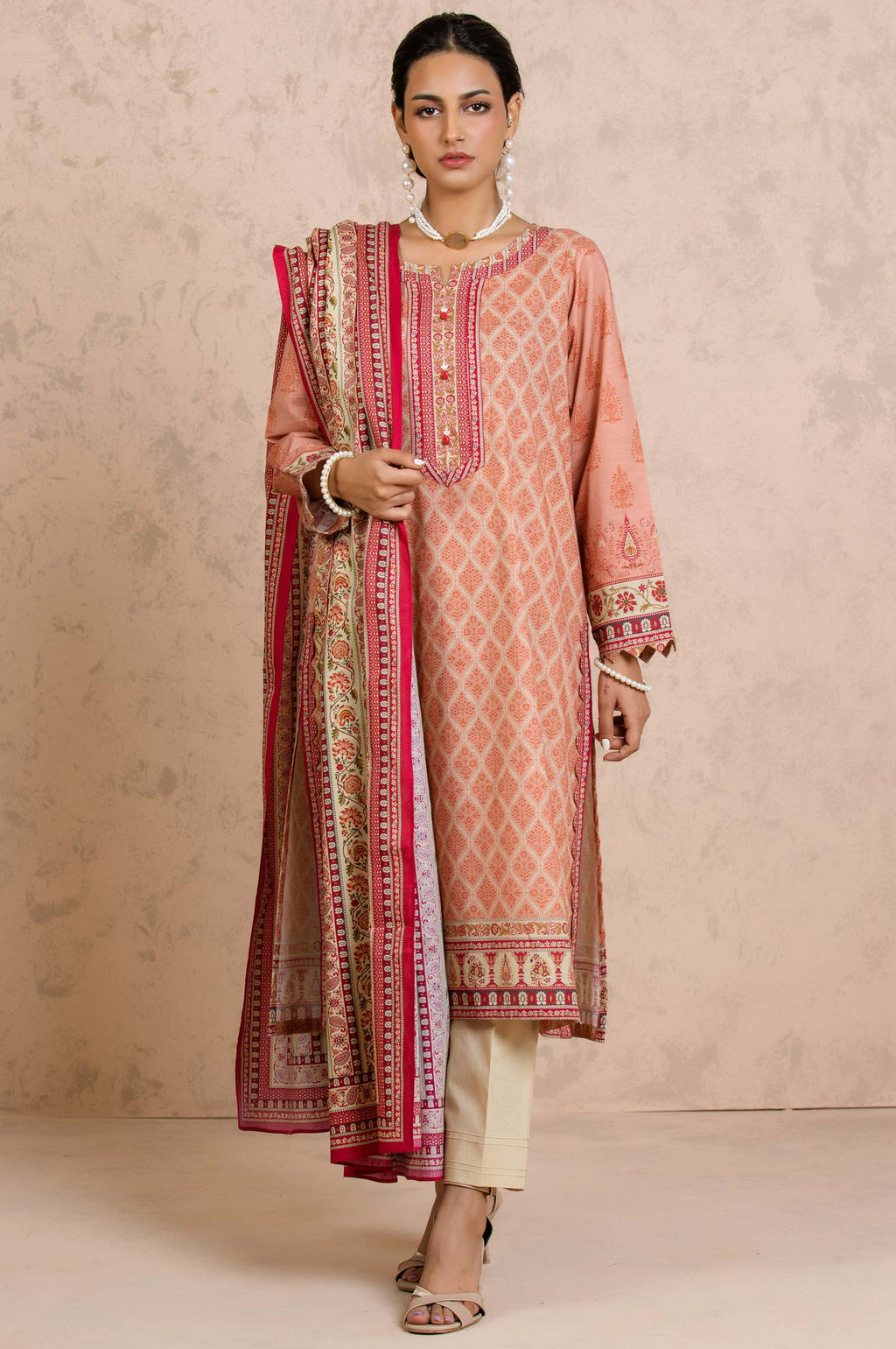 Stitched 2 Piece Printed Cottel Suit