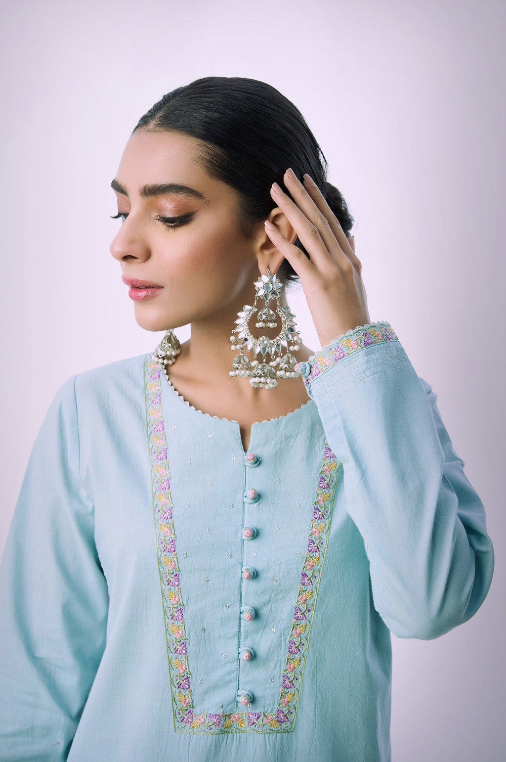 Stitched 2 Piece Embroidered Cambric Suit