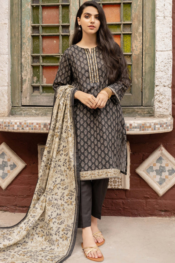Stitched 3 Piece Printed Khaddar Suit