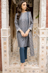 Stitched 3 Piece Printed Khaddar Suit