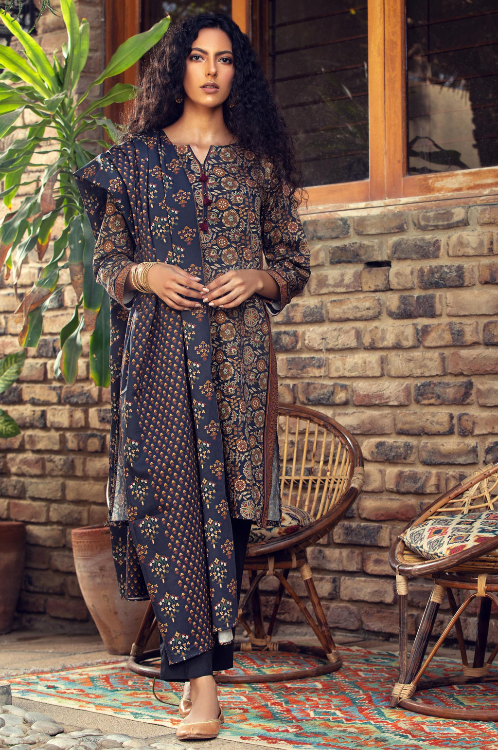 Stitched 3 Piece Digital Printed Cottel Suit