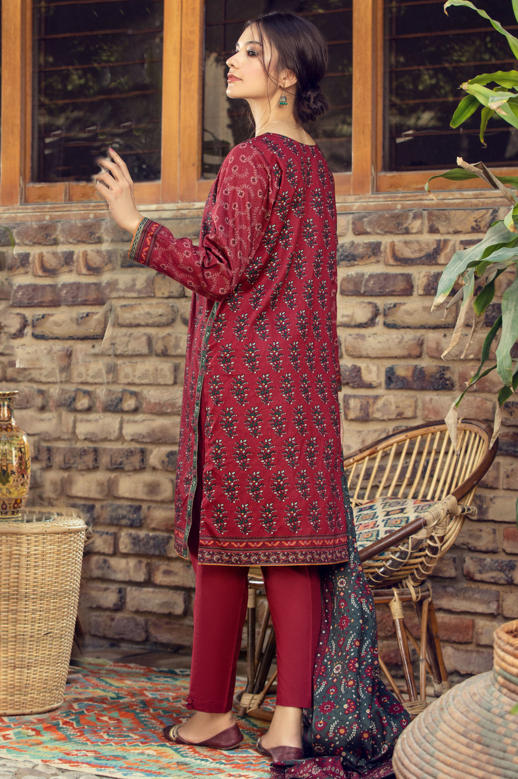 Stitched 3 Piece Printed Cottel Suit