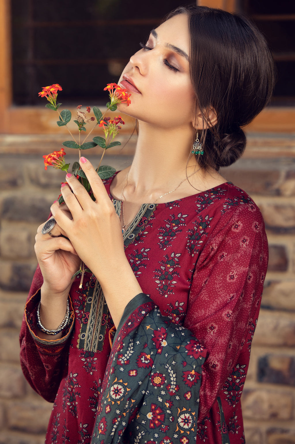 Stitched 3 Piece Printed Cottel Suit