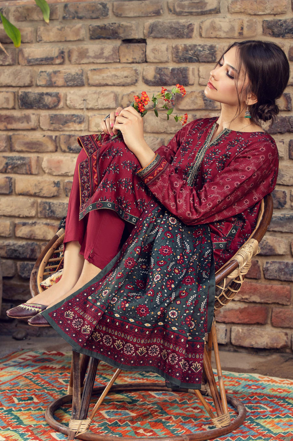 Stitched 3 Piece Printed Cottel Suit