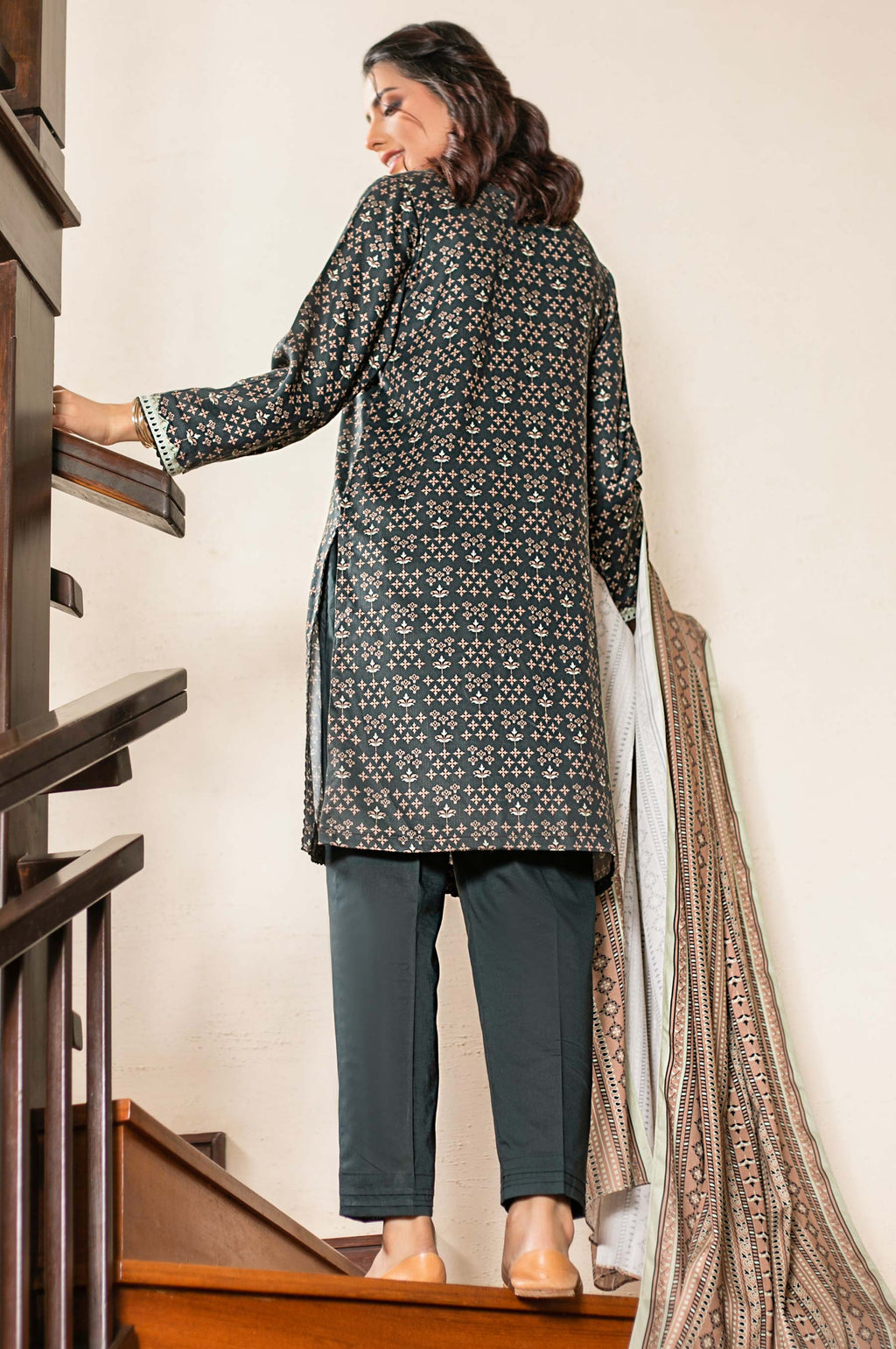 Stitched 3 Piece Printed Doria Linen Viscose Suit