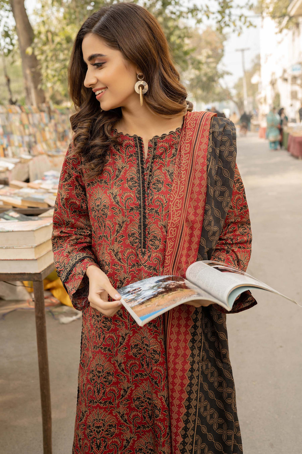 Stitched 3 Piece Printed Lawn Suit with Printed Lawn Dupatta