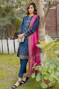 Stitched 3 Piece Printed Gold & White Paste Lawn Suit