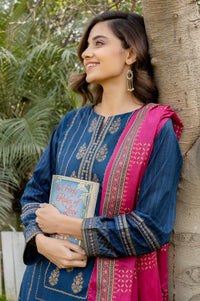 Stitched 3 Piece Printed Gold & White Paste Lawn Suit