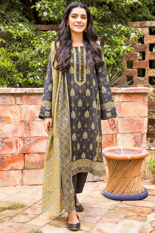 Stitched 3 Piece Printed Khaddar Suit