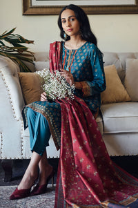 Stitched 3 Piece Printed Khaddar Suit
