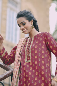 Stitched 3 Piece Printed Cottel with Khaddar Suit