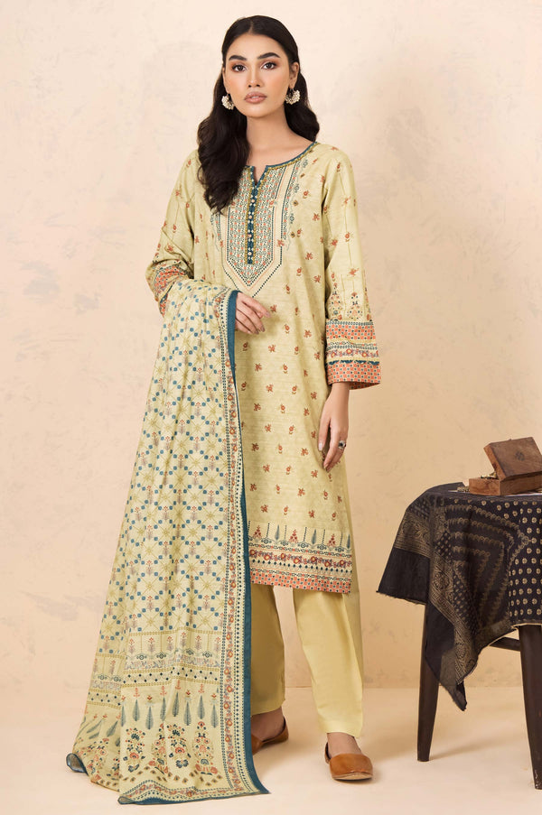 Stitched 3 Piece Printed Cottel Suit