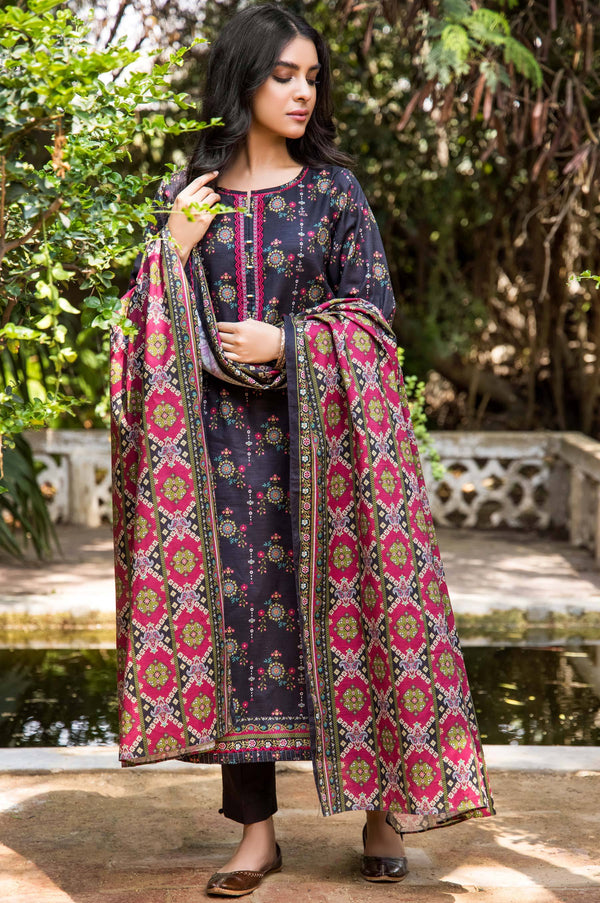 Stitched 3 Piece Printed Cottel Suit