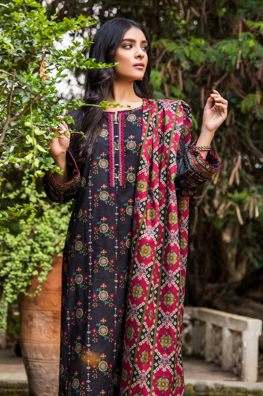 Stitched 3 Piece Printed Cottel Suit