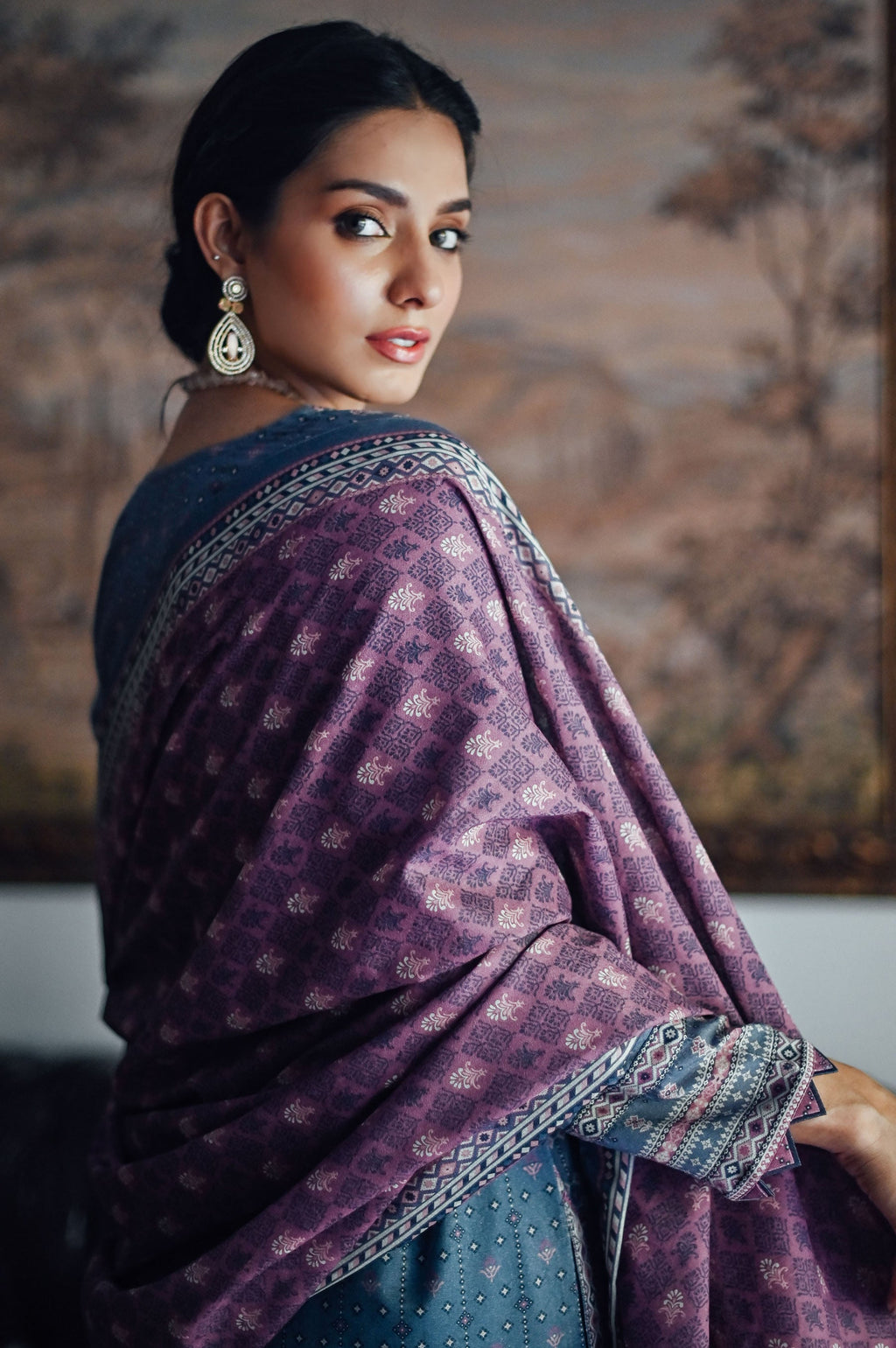 Stitched 3 Piece Printed Karandi Suit