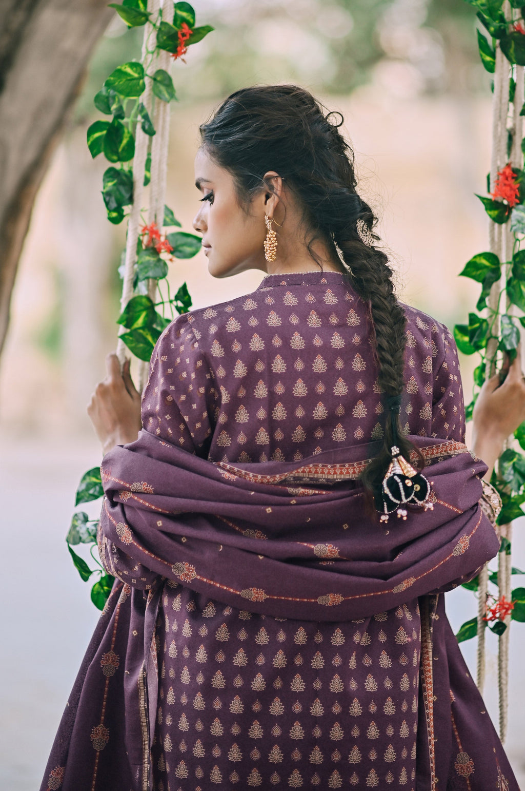Stitched 3 Piece Printed Karandi Suit