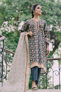 Stitched 3 Piece Printed Karandi Suit