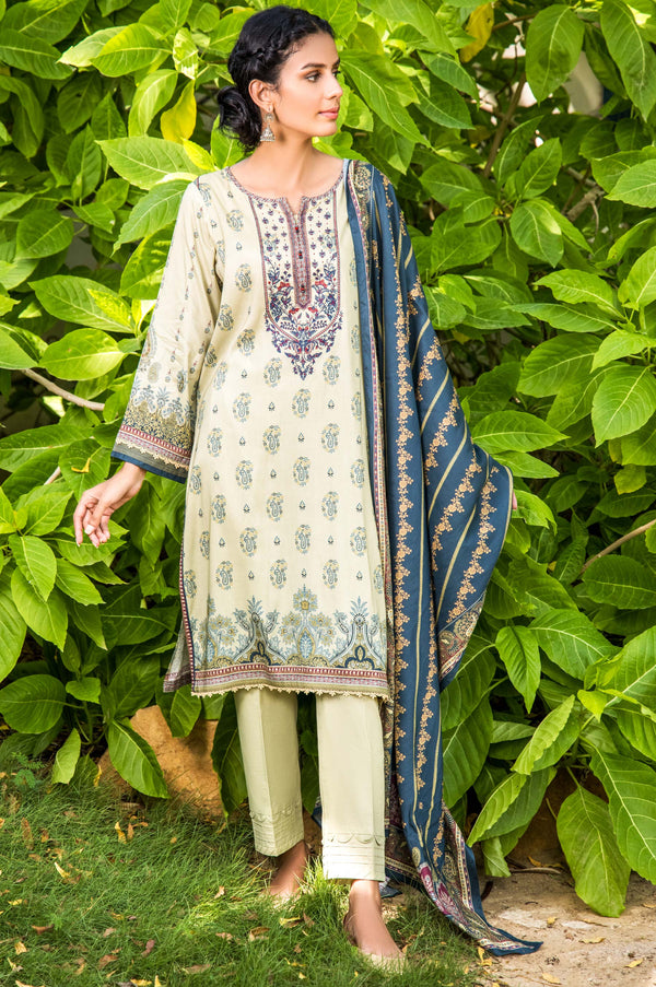 Stitched 3 Piece Embroidered Linen Viscose Suit