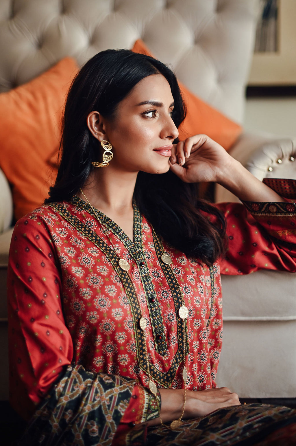 Stitched 3 Piece Printed Doria Linen Viscose Suit