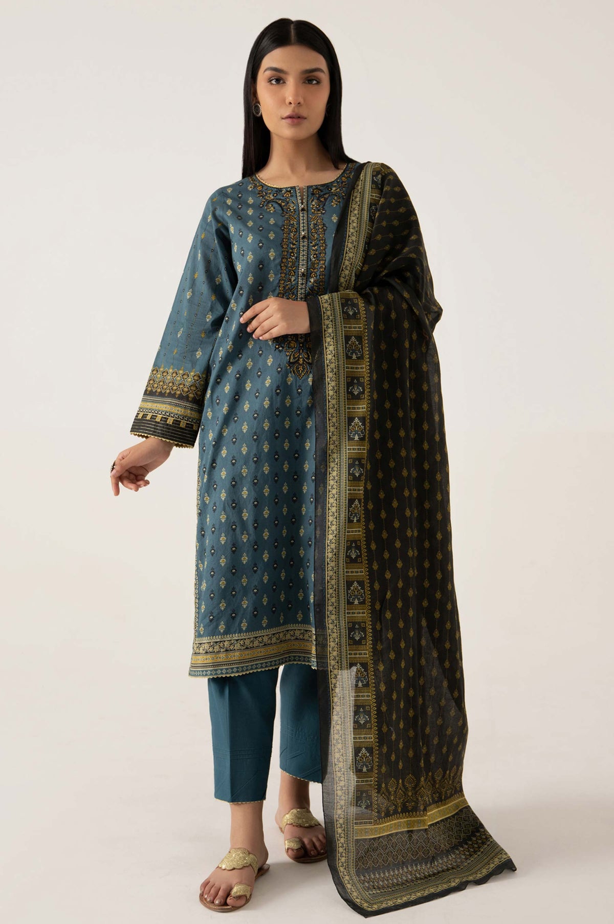 Stitched 3 Piece Embroidered Lawn Suit
