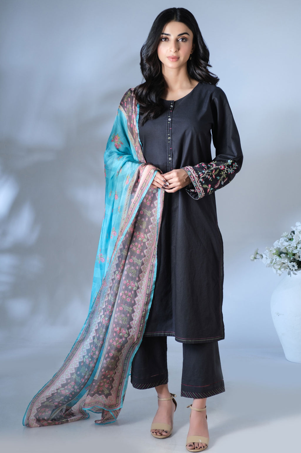 Stitched 3 Piece Embroidered Cambric Suit