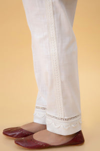 Embroidered Cotton Slub Cigarette Pants