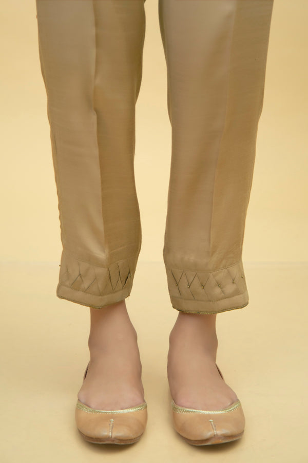 Stylized Rawsilk Cigarette Pants - Hazelnut Gold