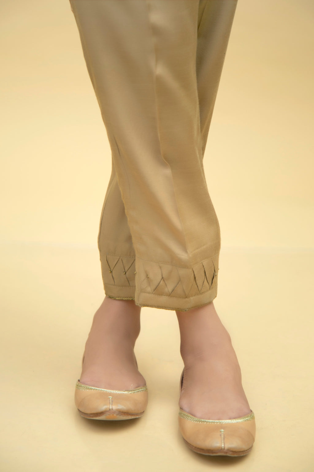 Stylized Rawsilk Cigarette Pants - Hazelnut Gold