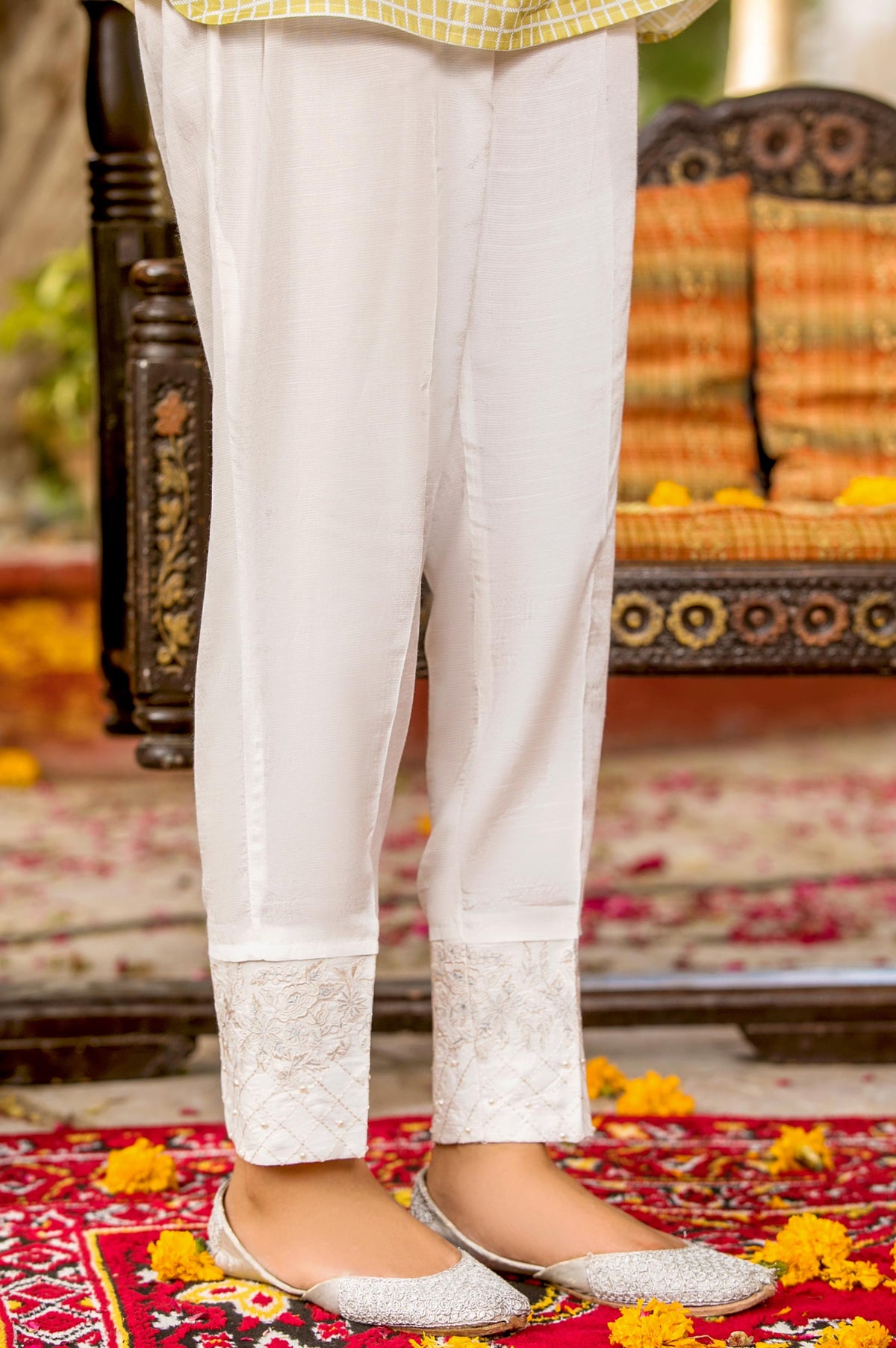 Embroidered Cigarette Pants