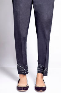 Zeen Embroidered Cigarette Pant, Raw Silk