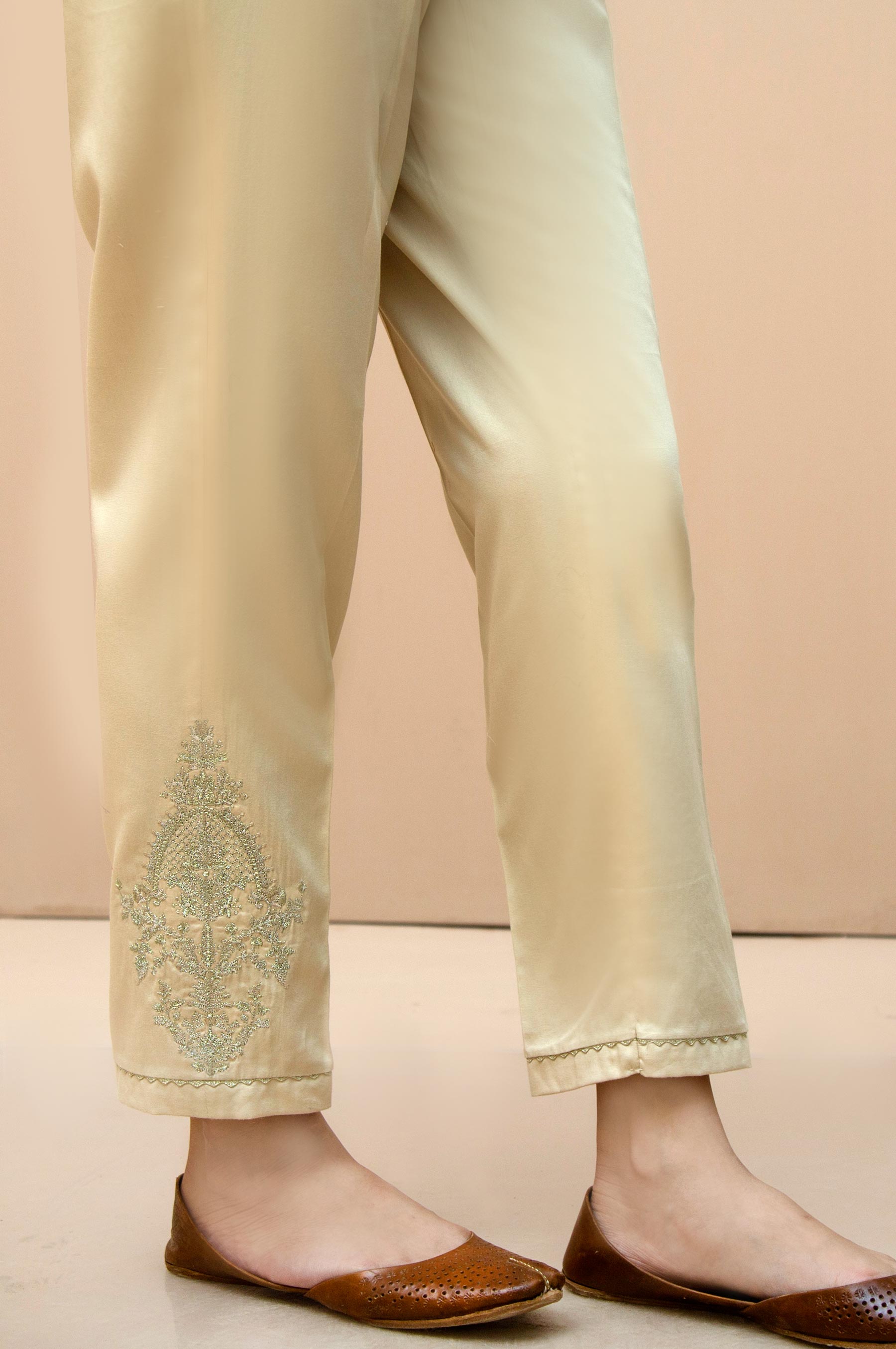 Basic Raw Silk Cigarette Pants - Gold – Zeenwoman