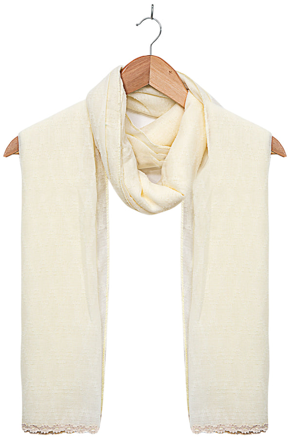 Jacquard-Lace-trimmed-Scarf-Offwhite