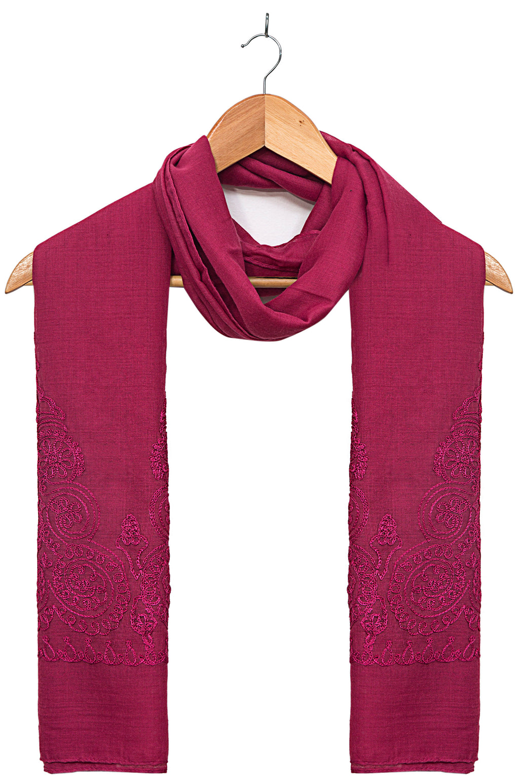 Solid-Embroidered-Scarf-Magenta