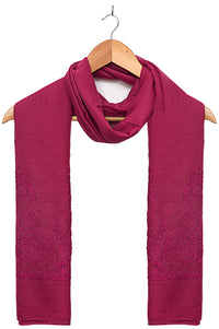 Solid-Embroidered-Scarf-Magenta