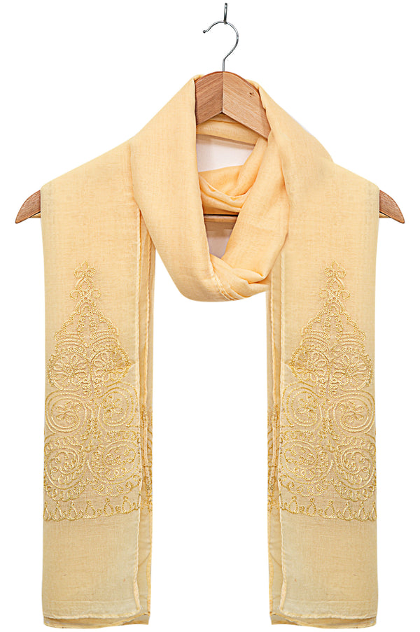 Solid-Embroidered-Scarf-Lemon