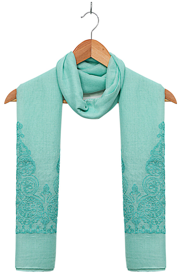 Solid-Embroidered-Scarf-Turqoise