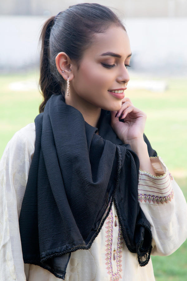 Silky Lace Trimmed Scarf