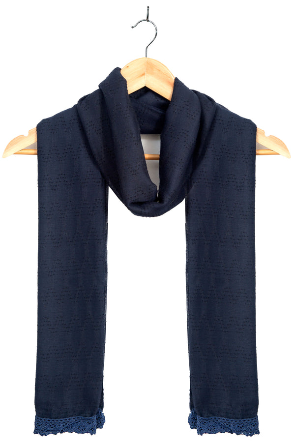 Jacquard Lace trimmed Scarf