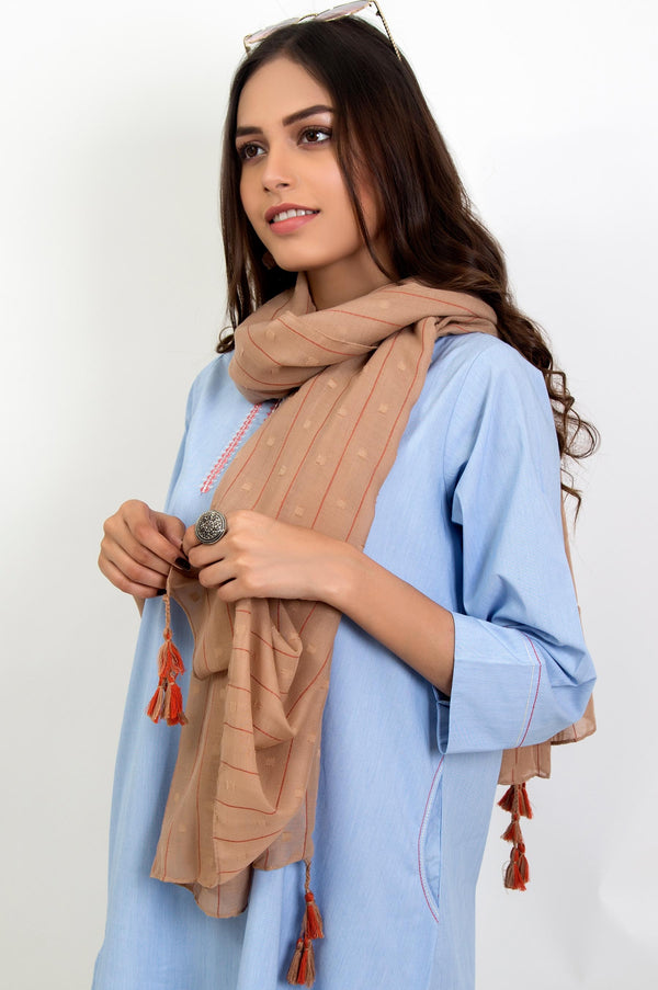 Stripe Affair Scarf- Beige