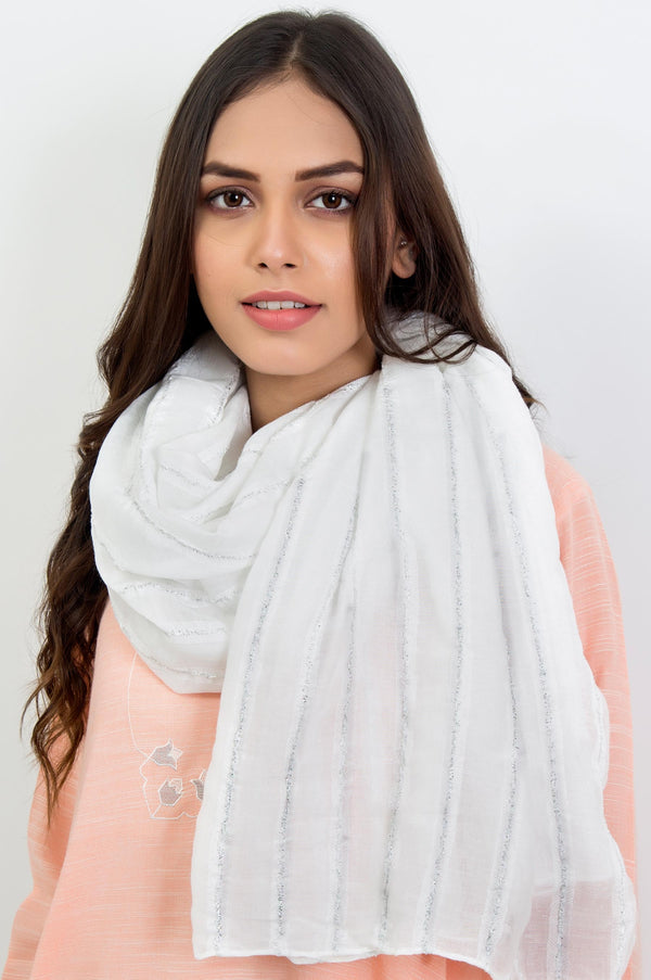 Silver Zari Woven Scarf