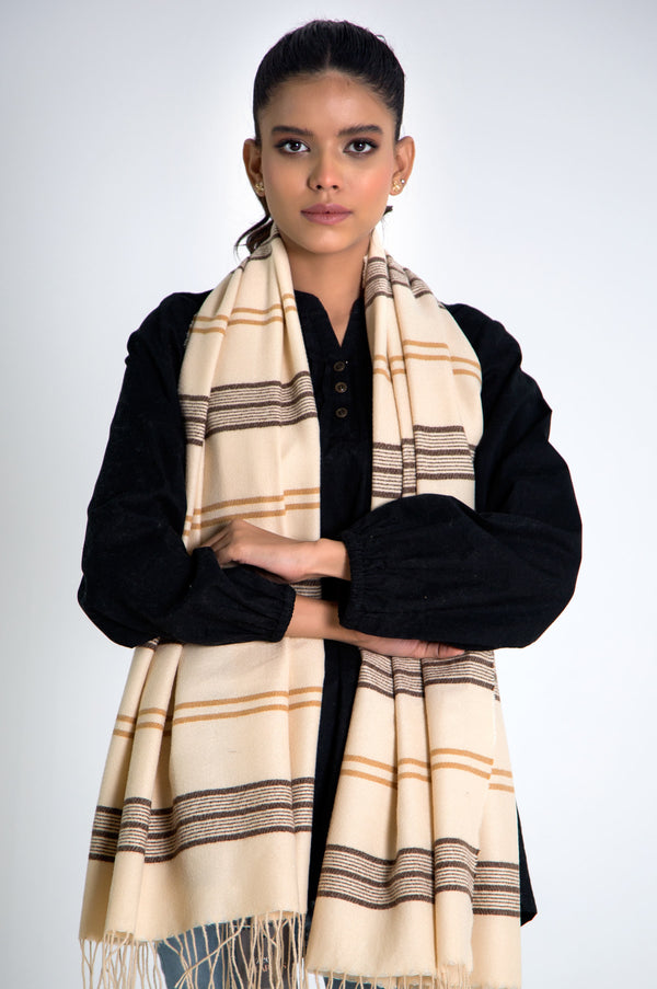 Khaki Striped Woven Scarf