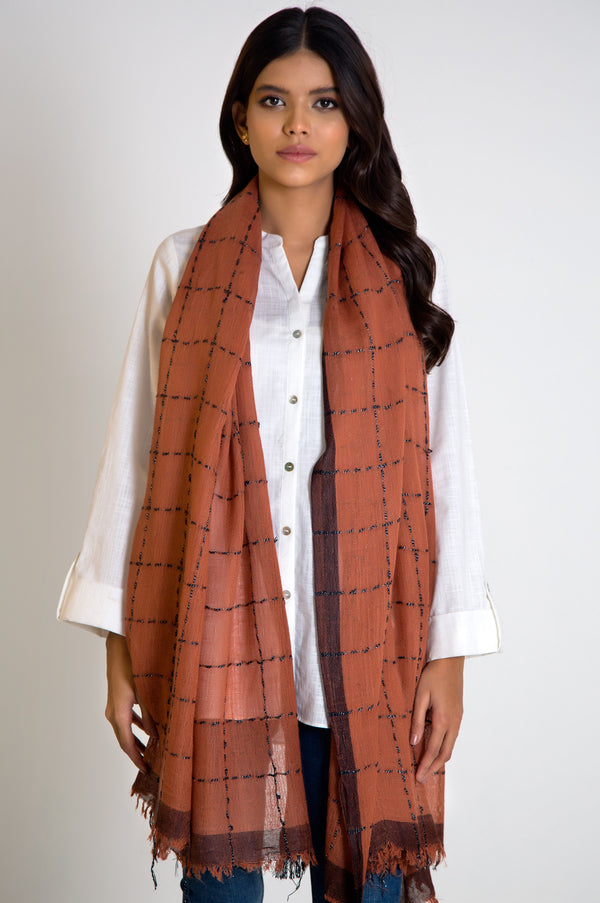 Rust Checkered Scarf